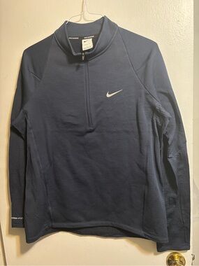 Nike Men’s Dark Blue Quarter-Zip Therma-fit Running Top, GUC